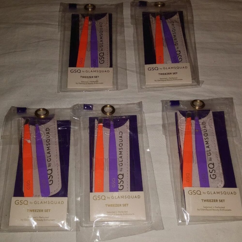 5 packs slant and point tip tweezer sets GSQ by Glamsquad